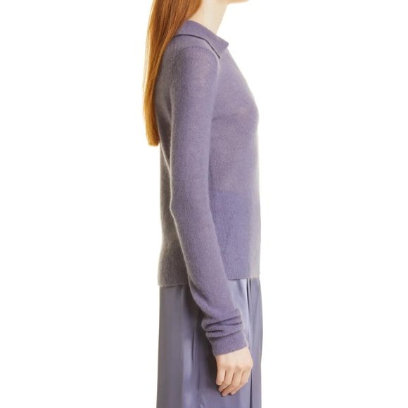 Vince Henley Polo Pullover, Mauve Iris, Medium - Picture 3 of 9